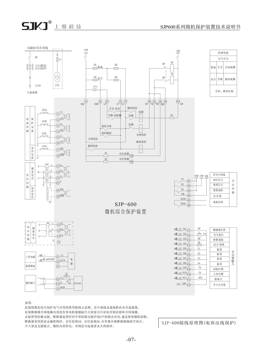 SJP-600微機綜合保護裝置產(chǎn)品參數圖片四