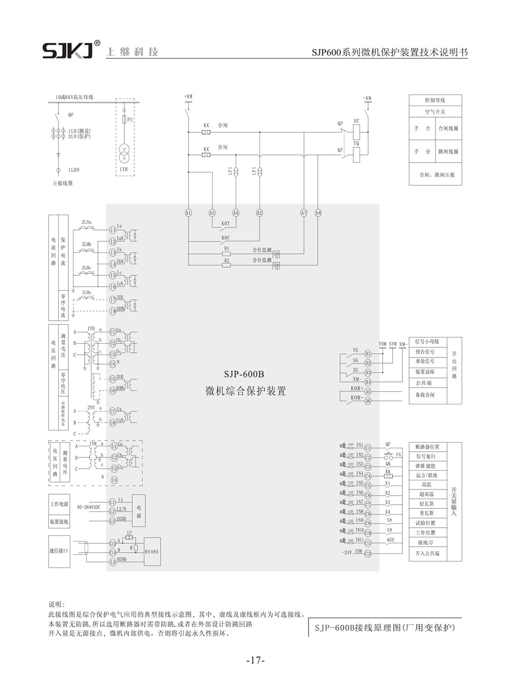 SJP-600B微機綜合保護裝置產(chǎn)品參數圖片三