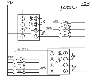 JC-7/21沖擊繼電器電器典型接線(xiàn)圖