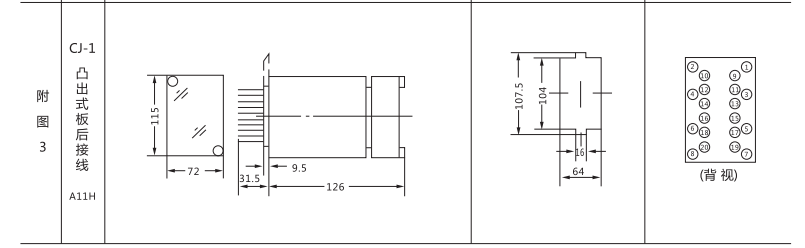 JC-2沖擊繼電器外形結構及開(kāi)孔尺寸圖2