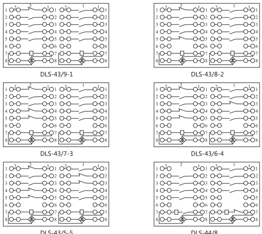 DLS-43/5-5雙位置繼電器內部連接線(xiàn)圖片2