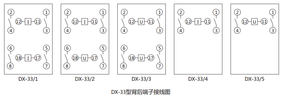 DX-33/2信號繼電器背后端子接線(xiàn)圖及外引接線(xiàn)圖