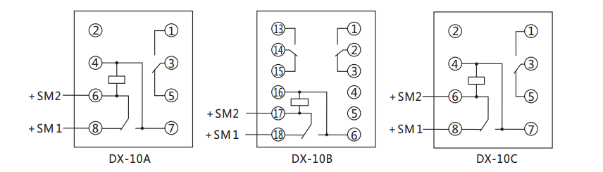 DX-10C閃光繼電器內部接線(xiàn)及外引接線(xiàn)圖