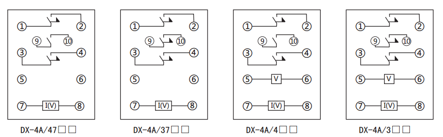 DX-4A信號繼電器內部接線(xiàn)及外引接線(xiàn)圖