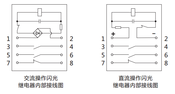 DX-3閃光信號繼電器內部接線(xiàn)及外引接線(xiàn)圖