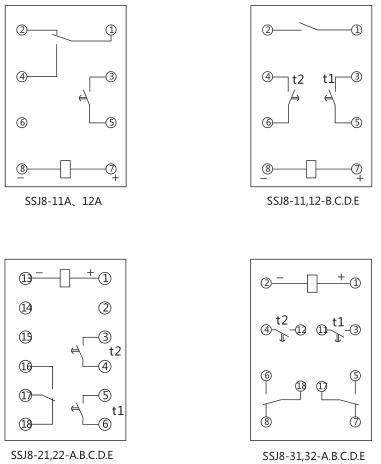 SSJ8-31E高精度時(shí)間繼電器內部接線(xiàn)及外引線(xiàn)接線(xiàn)圖片