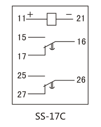 SS-17C時(shí)間繼電器內(nèi)部接線圖及外引接線圖(背視）圖片