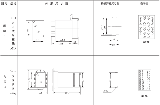 HJS(ZSJ)-30直流斷電延時(shí)繼電器外形及開(kāi)孔尺寸圖片三