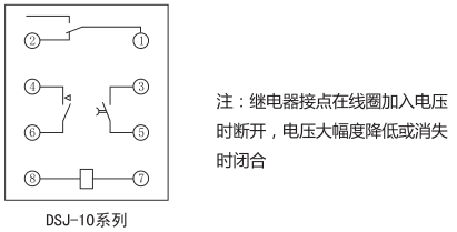 DSJ-11斷電延時(shí)時(shí)間繼電器內部接線(xiàn)及外引接線(xiàn)圖(背視圖)圖片