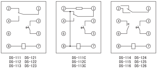 DS-116時(shí)間繼電器內部接線(xiàn)及外引接線(xiàn)圖(背視圖)圖片