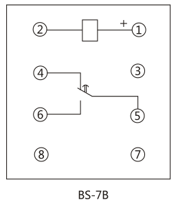 BS-7B時(shí)間繼電器內(nèi)部接線及外引接線圖(背視圖)圖片