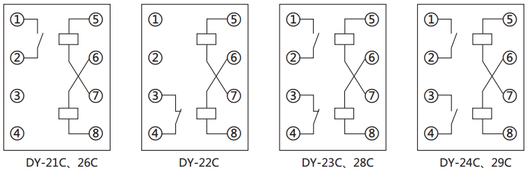 DY-22C電壓繼電器內部接線(xiàn)圖