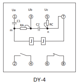 DY-4負序電壓繼電器內部接線(xiàn)及外引接線(xiàn)圖