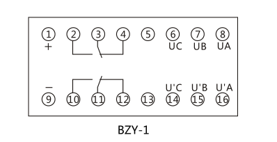 BZY-1正序電壓繼電器內部接線(xiàn)及外引接線(xiàn)圖