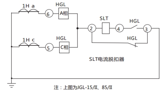 JGL-84/Ⅱ二相靜態(tài)反時(shí)限過(guò)流繼電器典型應用接線(xiàn)圖