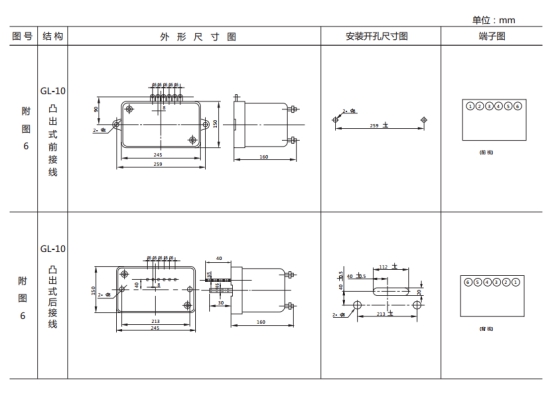 GL-16過(guò)流繼電器外形結構及安裝尺寸圖片