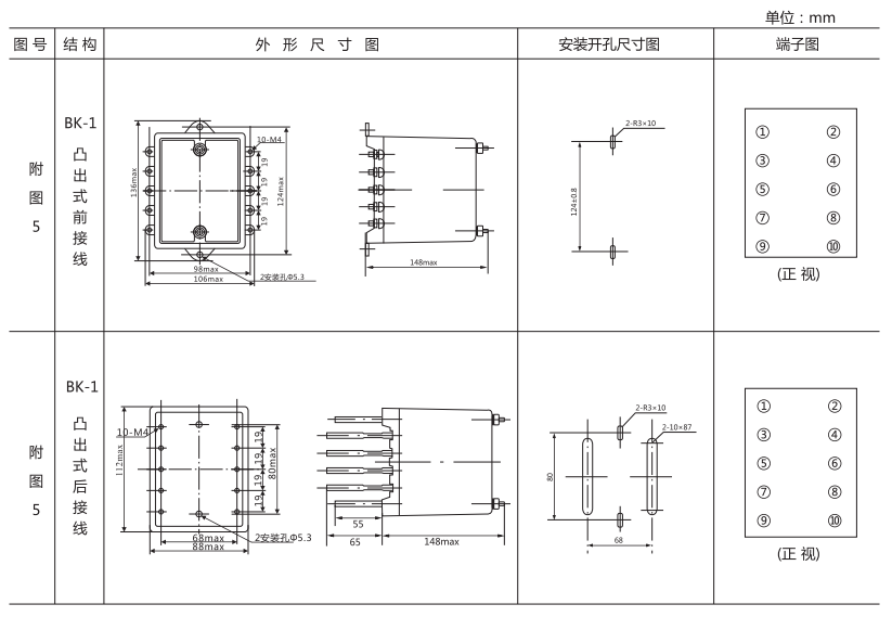 DZ-16中間繼電器外形及開(kāi)孔尺寸