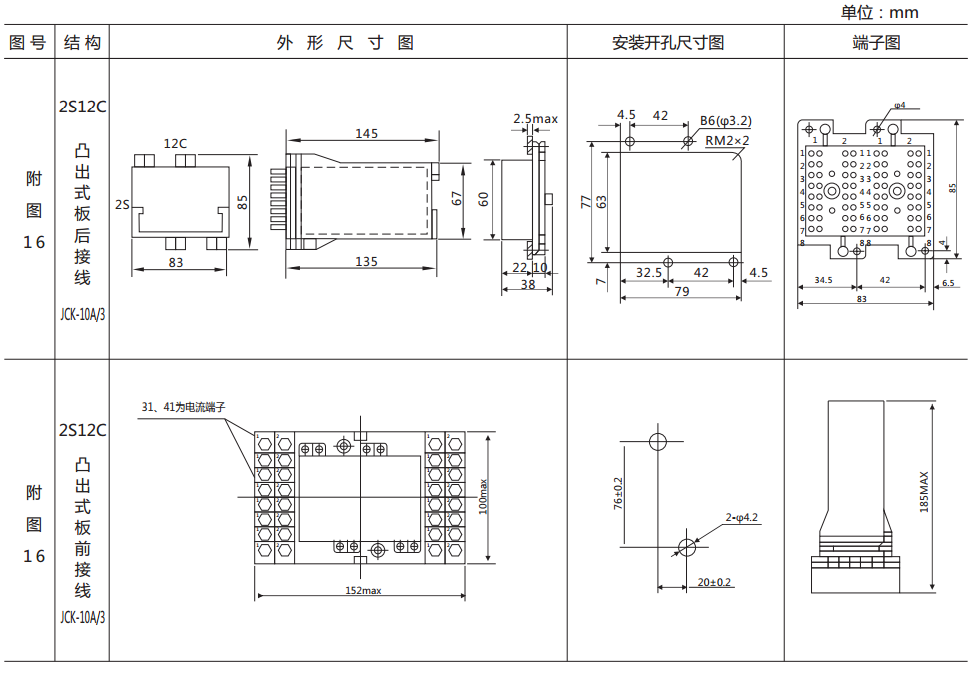 DZ-700E/6210中間繼電器外形及開(kāi)孔尺寸