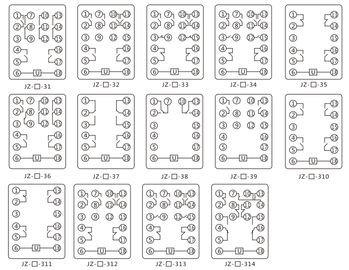 JZY（J)-407靜態(tài)中間繼電器內部接線(xiàn)圖及外引接線(xiàn)圖