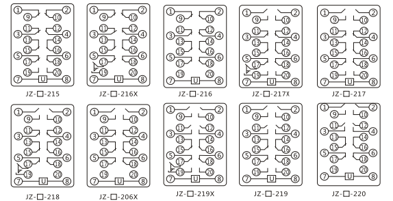 JZY（J)-407靜態(tài)中間繼電器內部接線(xiàn)圖及外引接線(xiàn)圖