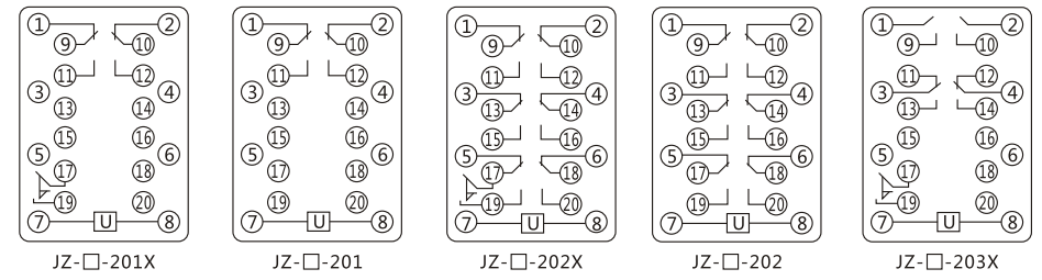 JZY（J)-407靜態(tài)中間繼電器內部接線(xiàn)圖及外引接線(xiàn)圖