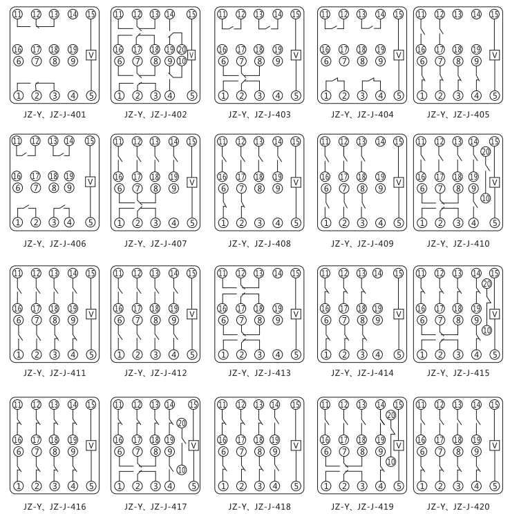 JZY（J)-15靜態(tài)中間繼電器內部接線(xiàn)圖及外引接線(xiàn)圖