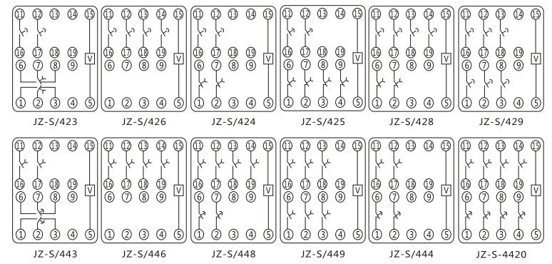 JZ-S/326靜態(tài)可調延時(shí)中間繼電器內部接線(xiàn)圖及外引接線(xiàn)圖