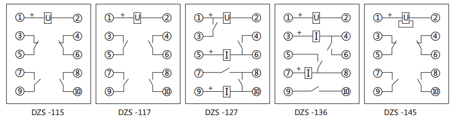 DZS-145延時(shí)中間繼電器內部接線(xiàn)圖及外引接線(xiàn)圖