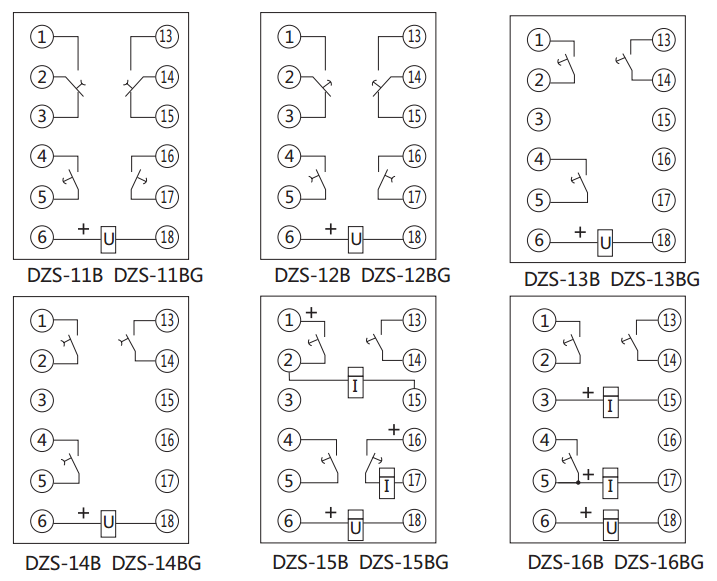 DZS-12BG延時(shí)中間繼電器內部接線(xiàn)圖及外引接線(xiàn)圖