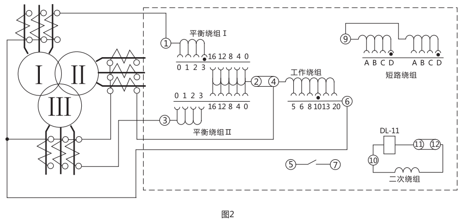 BCH-2差動繼電器外接線圖