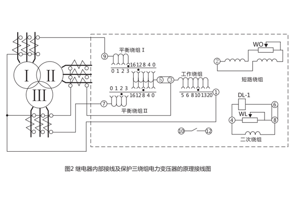 DCD-2A差動(dòng)繼電器接線圖